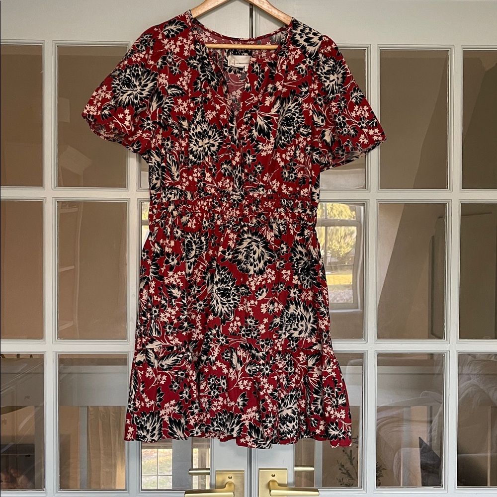 Anthropologie Somerset Mini Dress | Red & Black Floral | Size XL - Picture 3 of 5
